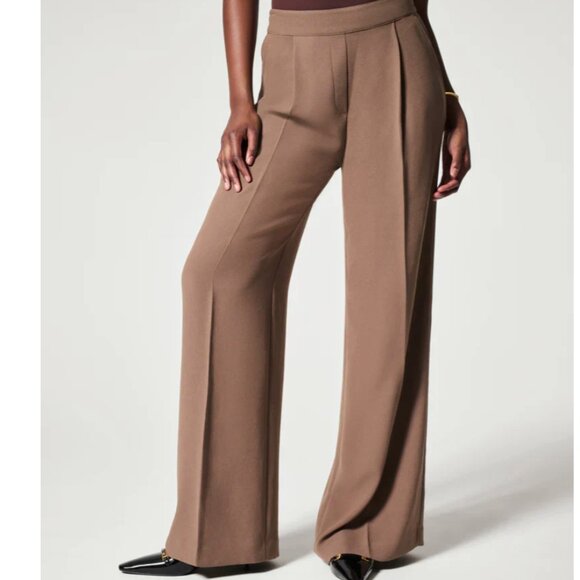 NWT SPANX Carefree Crepe Pleated Trouser Women's Medium Cedar - Picture 1 of 8